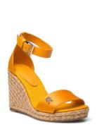 Colorful High Wedge Satin Sandal Sko Wedge Orange Tommy Hilfiger