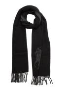 Big Pony Fringe Wool-Blend Scarf Accessories Scarves Winter Scarves Bl...