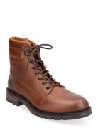 Warm Padded Hilfiger Lth Boot Støvletter Med Snøring Brown Tommy Hilfi...