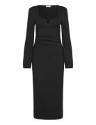 Rudina Puff Sleeve Midi Dress Knelang Kjole Black Bubbleroom