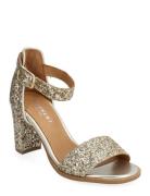 Silke Glitter Sandal Med Hæl Gold Pavement