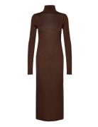 Wool-Blend Jersey Roll Neck Midi Dress Knelang Kjole Brown Polo Ralph ...