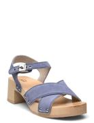 Sl Pescura Cate Suede Sandal Med Hæl Blue Scholl