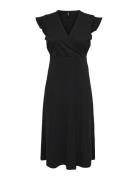 Onlmay Life S/L Wrap Midi Dress Jrs Noos Knelang Kjole Black ONLY