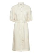 Linen Dress Knelang Kjole Cream Rosemunde