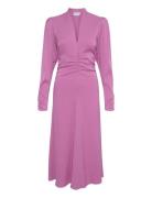 Brinagz Midi V-Neck Dress Knelang Kjole Pink Gestuz