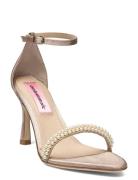 Alma Satin Pearl Sandal Med Hæl Cream Custommade