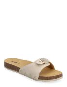 Sl Pescura Margot Suede Flate Sandaler Cream Scholl