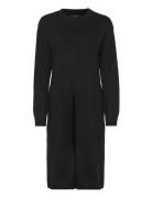 Vmphillis Ls O-Neck Slit Dress Ga Boo Knelang Kjole Black Vero Moda