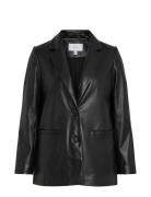 Vinille Coated Loose Blazer - Noos Skinnjakke Skinnjakke Black Vila