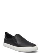 Haddley Tumbled Leather Slip-On Sneaker Sneakers Black Lauren Ralph La...