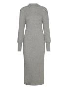 Onlkatia L/S Puff Long Slit Dress Ex Knt Knelang Kjole Grey ONLY