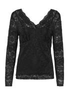 Crglaze Blouse W. Lining Tops Blouses Long-sleeved Black Cream