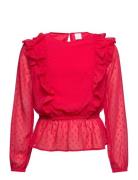 Blouse Chiffon Flounces Red Tops Blouses & Tunics Red Lindex