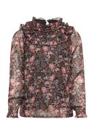 Blouse Flower Dobby Tops Blouses & Tunics Black Creamie