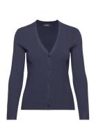 Ribbed V-Neck Cardigan Tops Knitwear Cardigans Navy Lauren Ralph Laure...