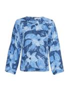 Mschlaurisia Top Aop Tops Blouses Long-sleeved Blue MSCH Copenhagen