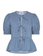 Msfelicia Tie Shirt Tops Shirts Short-sleeved Blue Minus