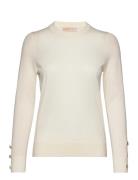 Merino Button Slv Ls Swtr Tops Knitwear Jumpers Cream Michael Kors