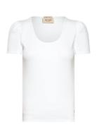 Mmlani O-Ss Rib Tee Tops T-shirts & Tops Short-sleeved White MOS MOSH