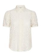 Reg Broderie Anglaise Ss Shirt Tops Blouses Short-sleeved White GANT