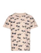 T-Shirt Ss Aop Sweat Tops T-shirts Short-sleeved Beige Minymo