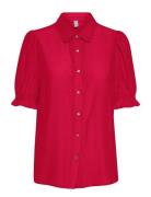 Cuasmine Ss Shirt Tops Blouses Short-sleeved Red Culture