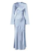 Satin Maxi Dress Maxikjole Festkjole Blue Gina Tricot