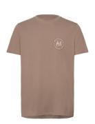 Majeramy Logo Tops T-shirts Short-sleeved Brown Matinique