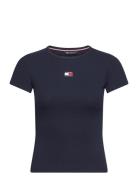 Tjw Slim Badge Rib Tee Tops T-shirts & Tops Short-sleeved Navy Tommy J...