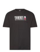 Tjm Reg Tommy Dna Flag Tee Ext Tops T-shirts Short-sleeved Black Tommy...