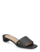 Fay Tumbled Leather Sandal Sandal Med Hæl Black Lauren Ralph Lauren