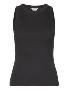 High Neck Rib Tank Top Tops T-shirts & Tops Sleeveless Black GANT