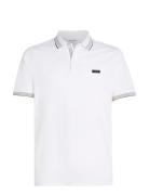 Stretch Pique Multi Tipping Polo Tops Polos Short-sleeved White Calvin...