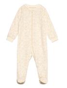 Nightsuit W.zipper A. Foot Pyjamas Sie Jumpsuit Cream Fixoni