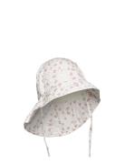 Sun Hat W. String Solhatt Pink En Fant