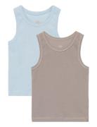 Rib Jersey 2-Pack Tank-Tops Night & Underwear Underwear Tops Multi/pat...