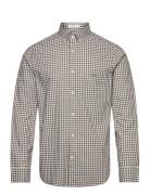 Reg Classic Poplin Gingham Shirt Tops Shirts Casual Brown GANT