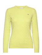 Stretch Cotton Cable C-Neck Tops Knitwear Jumpers Green GANT