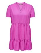 Cartiri-Caro S/S V-Neck Lin Dress Tlr Kort Kjole Pink ONLY Carmakoma