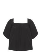 Pampagz Off Shoulder Blouse Tops Blouses Short-sleeved Black Gestuz