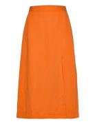 Rel Midi Linen Blend Skirt Knelangt Skjørt Orange GANT