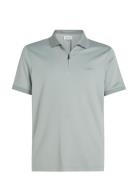 Smooth Cotton Welt Zip Polo Tops Polos Short-sleeved Grey Calvin Klein