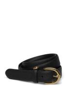 Charm Crosshatch Leather Belt Belte Black Lauren Ralph Lauren