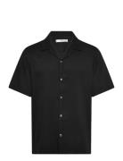 Regular-Fit Shirt With Bowling Collar Tops Shirts Short-sleeved Black ...