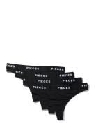 Pclogo Lady Thong 4 Pack Noos Bc Stringtruse Undertøy Black Pieces