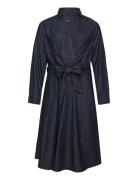 Denim Long-Sleeve Midi Dress Knelang Kjole Blue Lauren Women