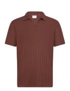 Regular-Fit Ribbed Cotton Polo Shirt Tops Polos Short-sleeved Burgundy...