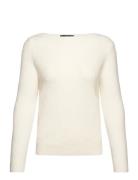 Boat-Neck Knitted Sweater Tops Knitwear Jumpers Cream Mango