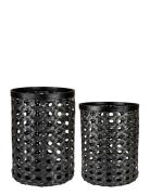 Day Black Bamboo Strap Basket, Set Of 2Pcs Home Storage Storage Basket...